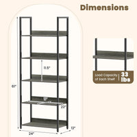Tangkula 61”H Open Bookcase with Metal Frame