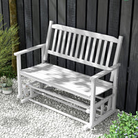 Tangkula 2 Person Outdoor Glider Chair, Poplar Wood Patio Swing Glider Loveseat Chair with Armrests