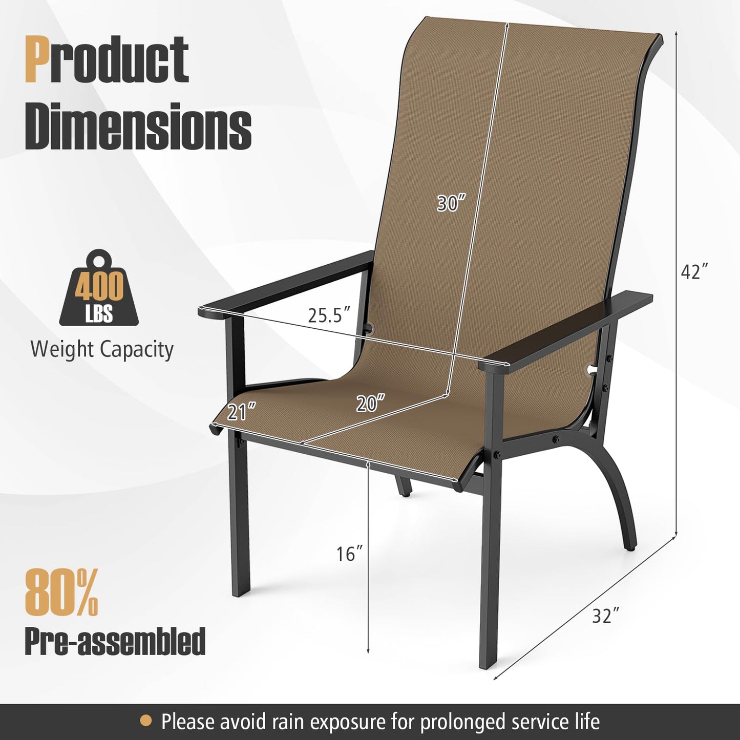 Tangkula Fabric Adirondack Chair with 400 lbs Weight Capacity