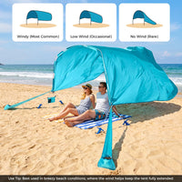Tangkula 8 Person Wind Powered Beach Tent | 100 Sq.ft UPF50+ Lightweight Beach Sun Shelter