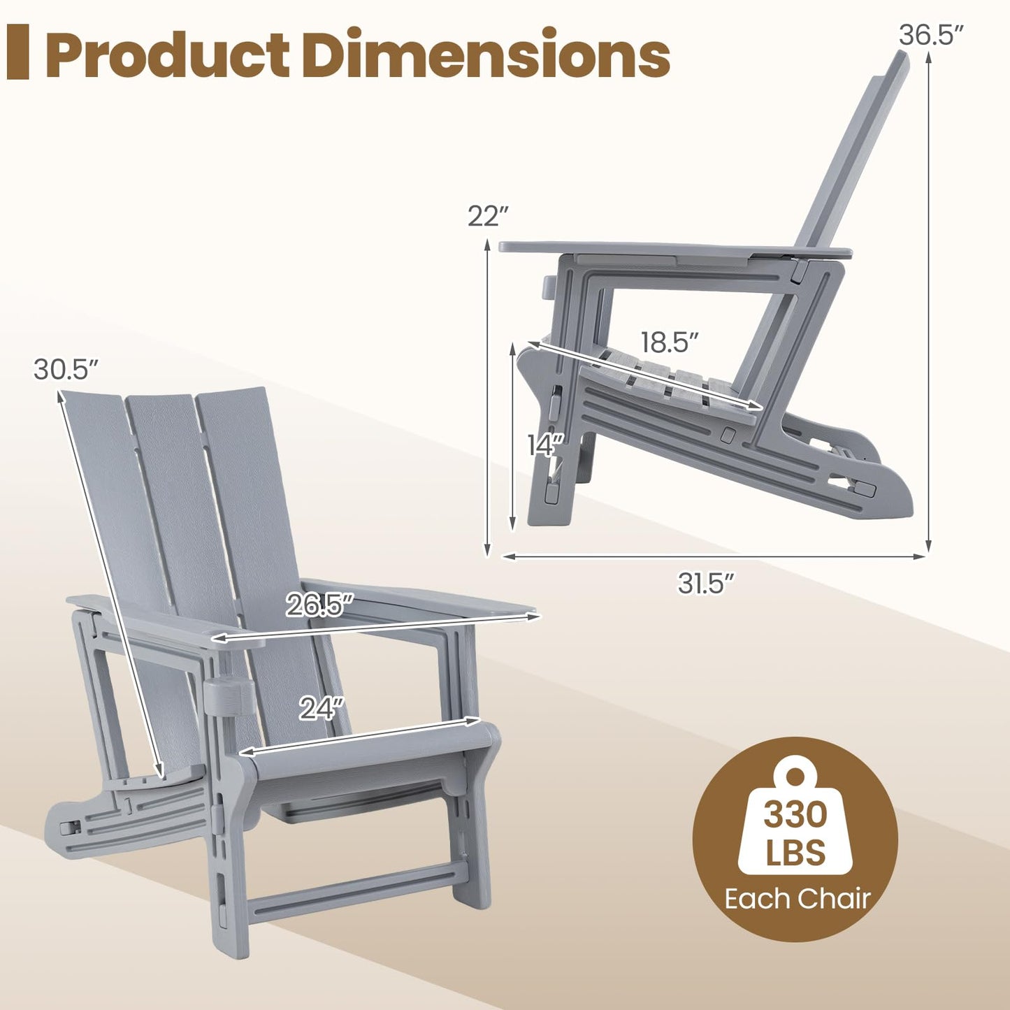 Tangkula Adirondack Chairs with Cup Holder for Garden