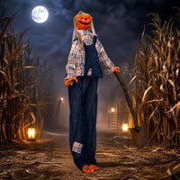 Tangkula 5.3 FT Animated Halloween Standing Pumpkin with Shovel Decorations