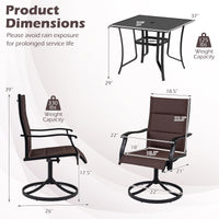 Tangkula 4 Swivel Chairs and 37" Square Patio Table with Umbrella Hole