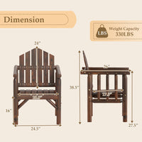 Tangkula Outdoor Wood Armchair Wooden Patio Dining Chair with Armrests