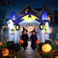 Tangkula 10 FT Halloween Lighted Inflatable Haunted House Castle Archway