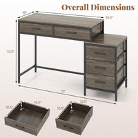 Tangkula Reversible Computer Desk with 5 Drawers (51-Inch)