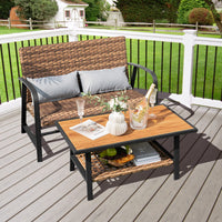 Tangkula 2 Pieces Patio Wicker Furniture Set with 4D Air Fiber Cushion