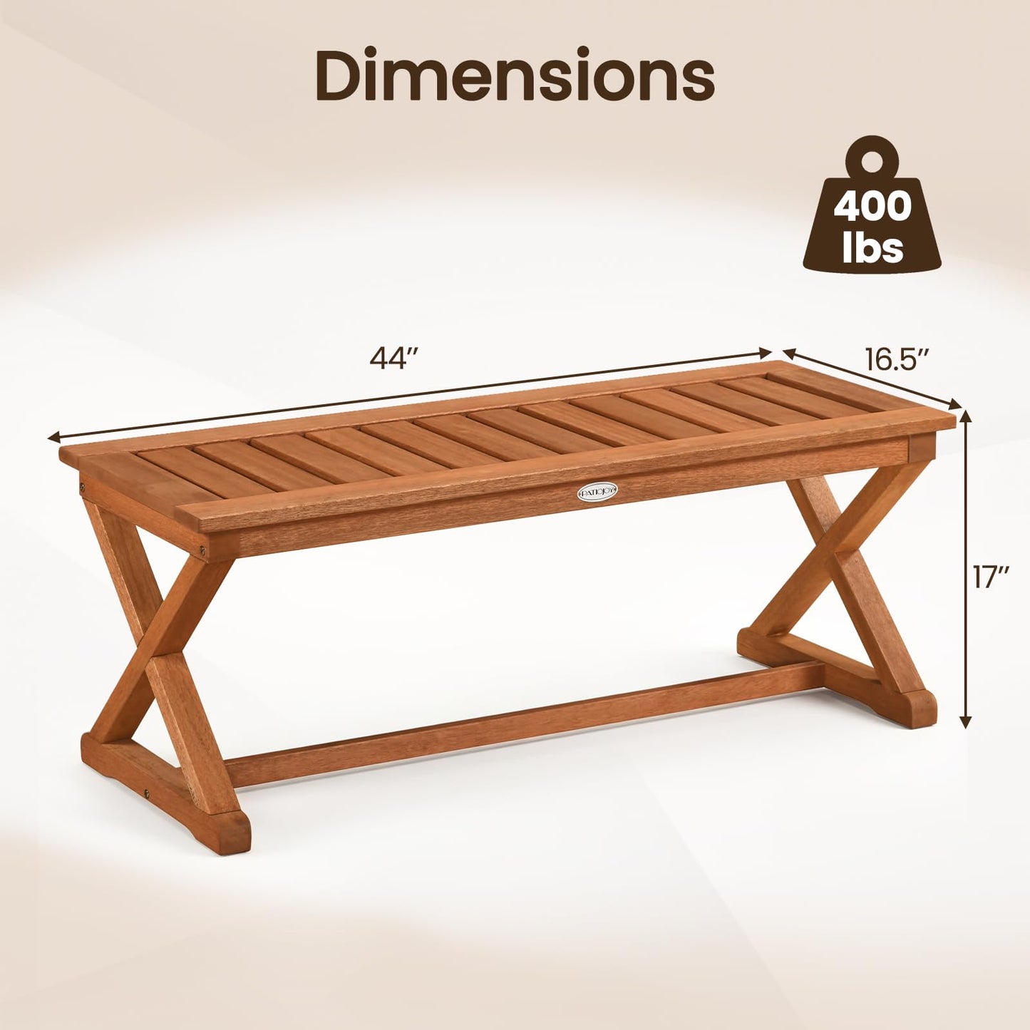 Tangkula Wood Outdoor Bench Backless