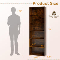 Tangkula 6-Tier Bookcase, 70” Tall Freestanding Bookshelf with 6 Open Shelves