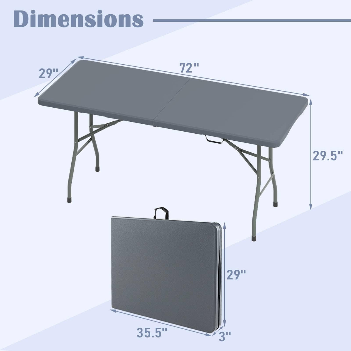 Tangkula 6 FT Folding Table Indoor Outdoor Foldable Plastic Table with HDPE Tabletop