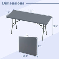 Tangkula 6 FT Folding Table Indoor Outdoor Foldable Plastic Table with HDPE Tabletop