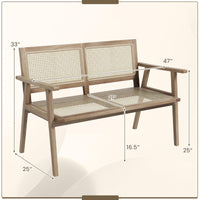 Tangkula Outdoor Teak Wood Garden Bench, 2-Person Patio Bench