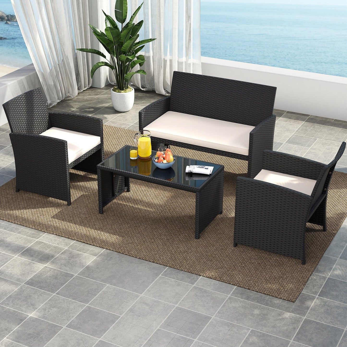 Tangkula Patio Wicker Furniture Set for Backyard