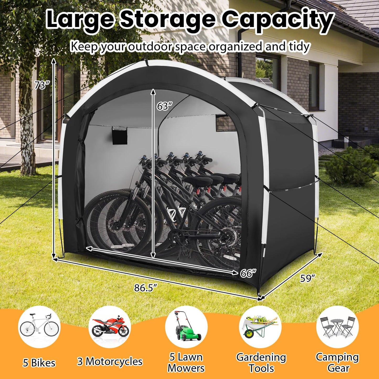 Tangkula Bike Storage Shed for 5 Bikes