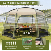 Tangkula 12.5' x 11.7' Screen House Tent for Garden and Outdoor Activities