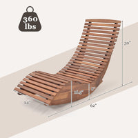 Chaise à bascule d'extérieur Tangkula en bois d'acacia, fauteuil à bascule de véranda avec siège à lattes élargi et dossier haut