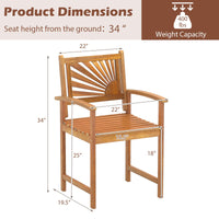 Tangkula Outdoor Acacia Wood Dining Chairs Set