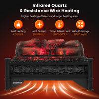 Tangkula 20" Electric Fireplace Log Set Heater with Adjustable Temp