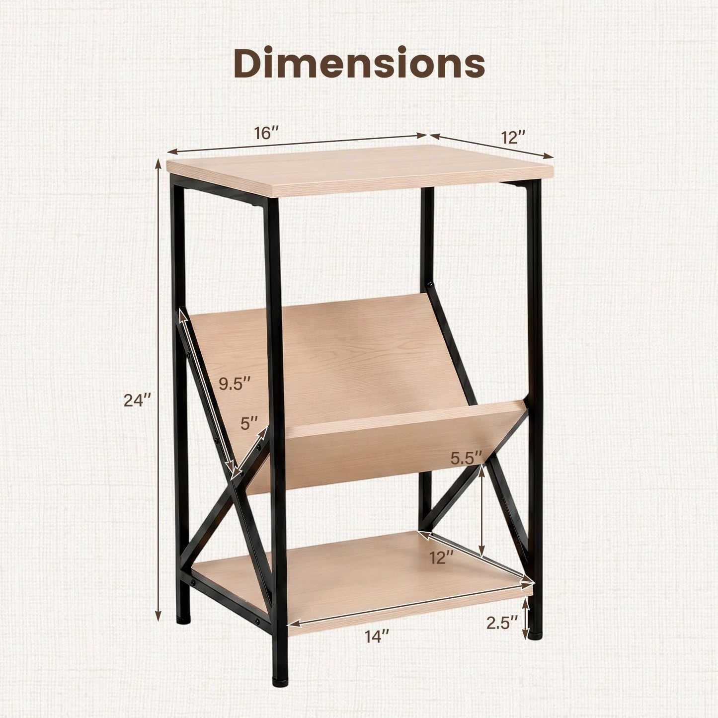 Tangkula 3-Tier Side Table Accent End Table(1/2)