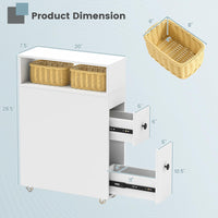 Tangkula Bathroom Storage Wood Bathroom Rolling Floor Cabinet