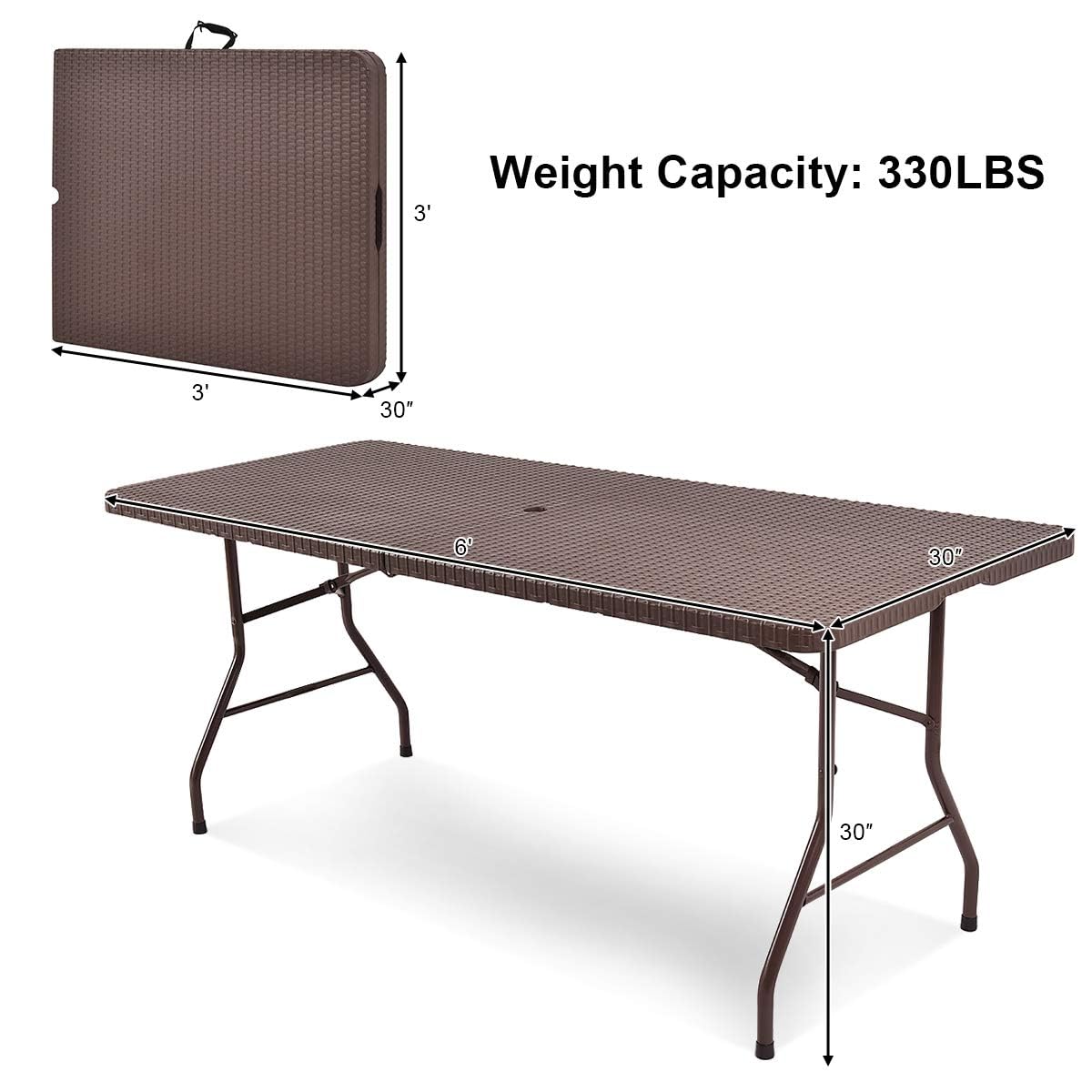 TANGKULA 6' Folding Table with Carrying Handle