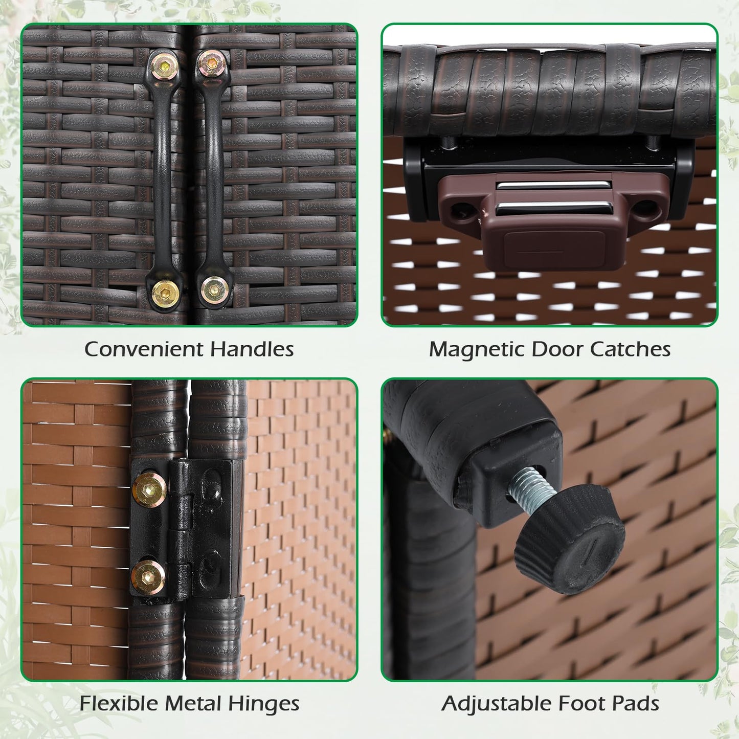 Tangkula Rattan Outdoor Storage Cabinet with 2 Adjustable Shelves