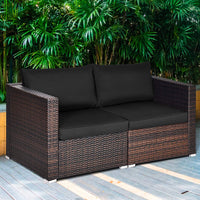 Wicker Loveseat 2 Piece - Tangkula
