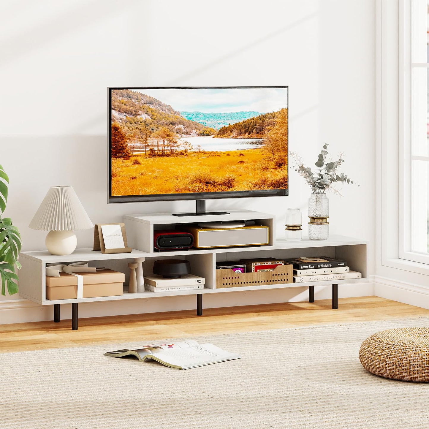 Tangkula 3 Cubby TV Stand for TVs up to 70" Entertainment Center