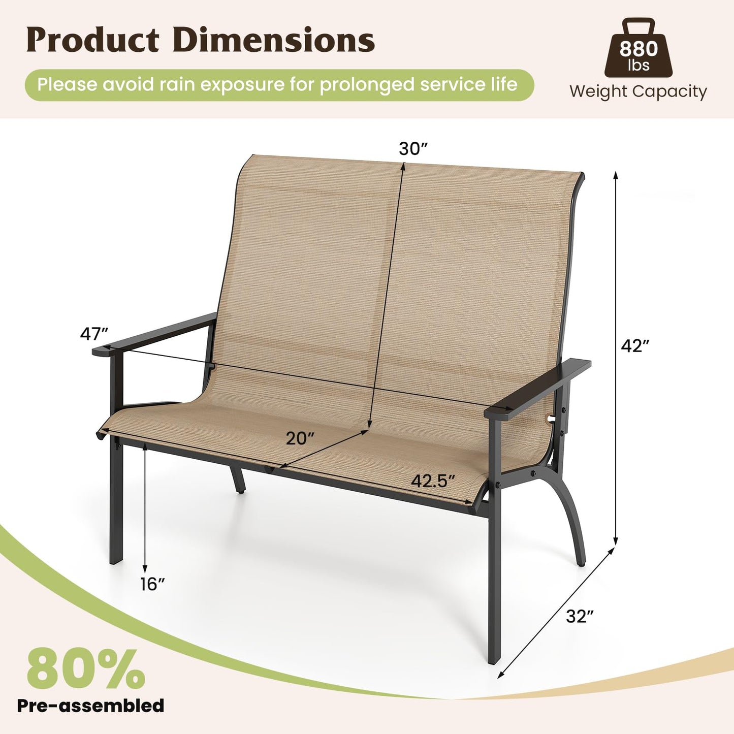 Chaise de banc Adirondack d'extérieur Tangkula pour terrasse
