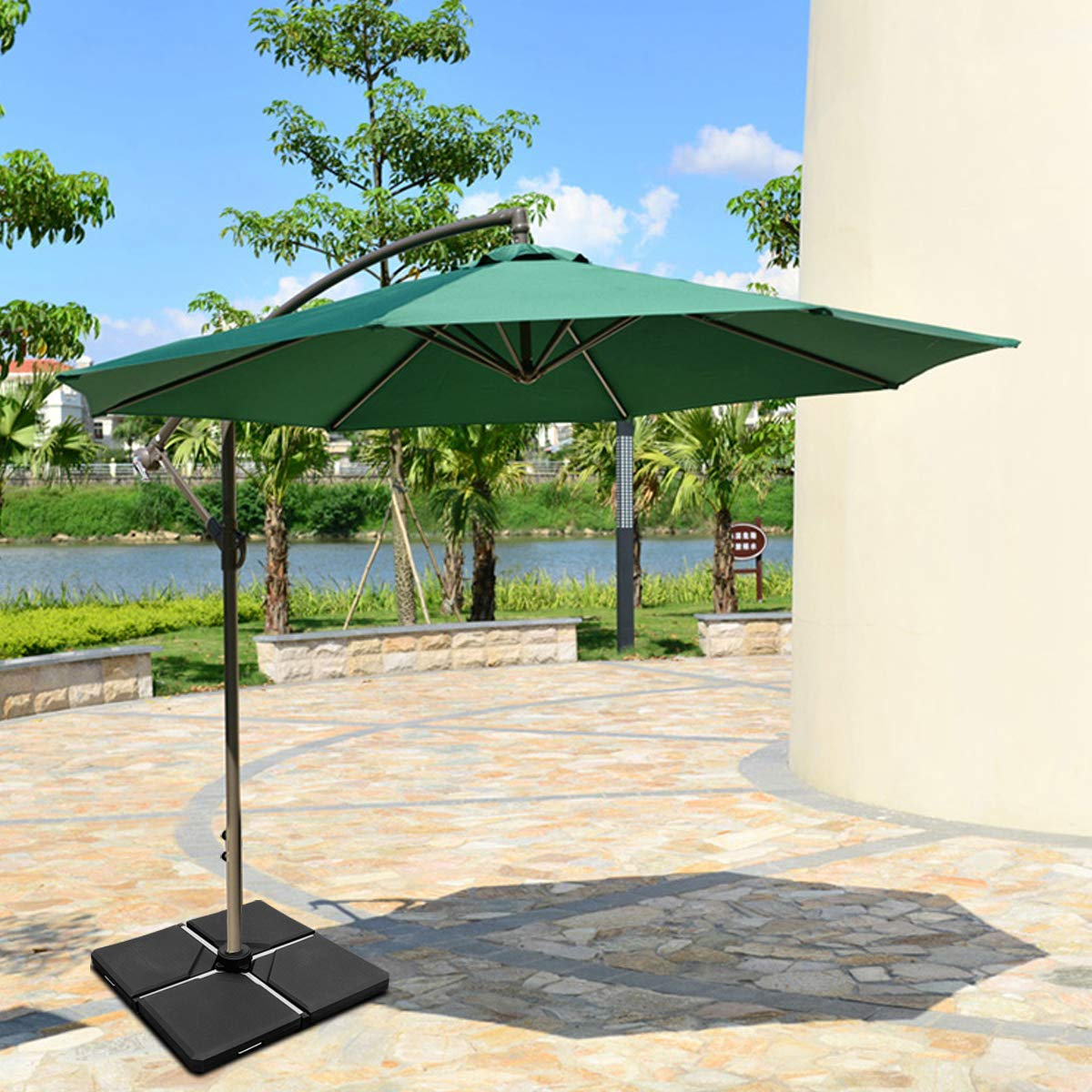 Tangkula 4 pieds de base de parasol déporté en porte-à-faux, 96,5 cm x 96,5 cm