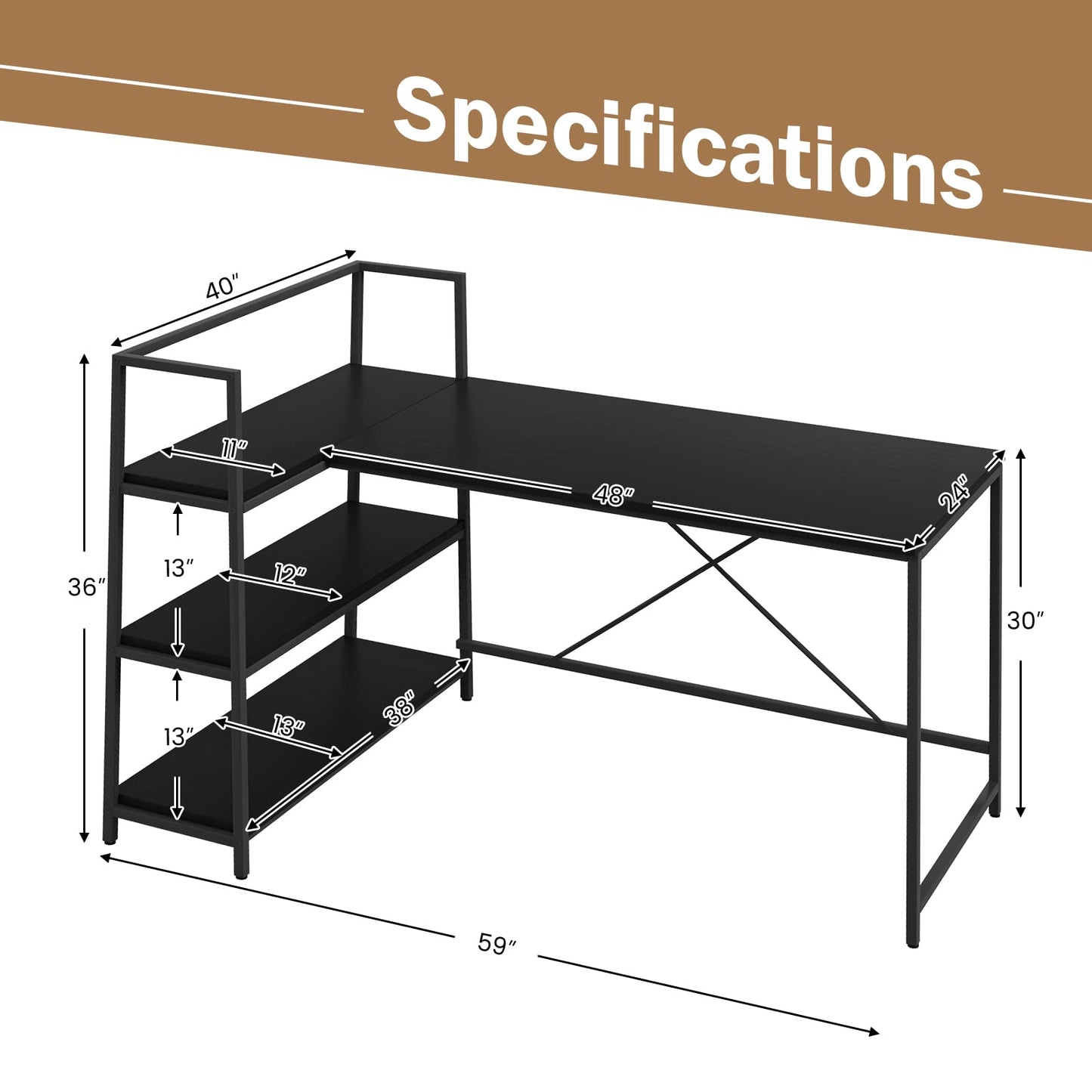 Tangkula Reversible L-Shaped Computer Desk