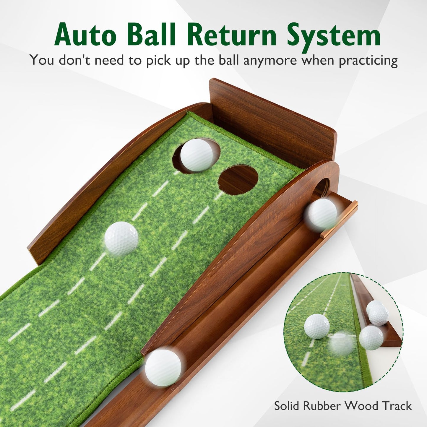 Tangkula 10 FT Golf Putting Green, 2/3-Hole Golf Putting Practice Mat with Auto Ball Return for Indoors & Outdoors