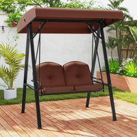 Tangkula 2 Person Porch Swing, Patio Swing with Adjustable Canopy