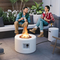 Ensemble table foyer propane Tangkula, foyer à gaz rond en terrazzo de 25,5 pouces avec cache-bouteille