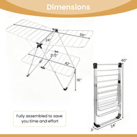 Tangkula 2-Level Heavy-Duty Aluminum Laundry Drying Rack Collapsible with Height-Adjustable Wings