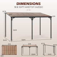 Tangkula 10x13 Ft Lean to Wall Mounted Gazebo for Deck Porch Backyard