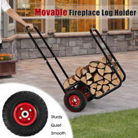 Tangkula Firewood Log Cart, Wood Rack Storage Mover with Rolling Wheels & Ergonomic Handle