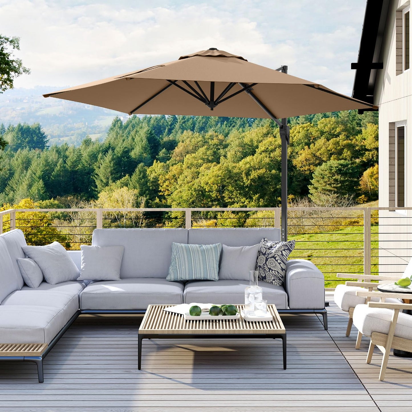 Tangkula 9 FT Cantilever Patio Umbrella for Pool Backyard Garden Deck