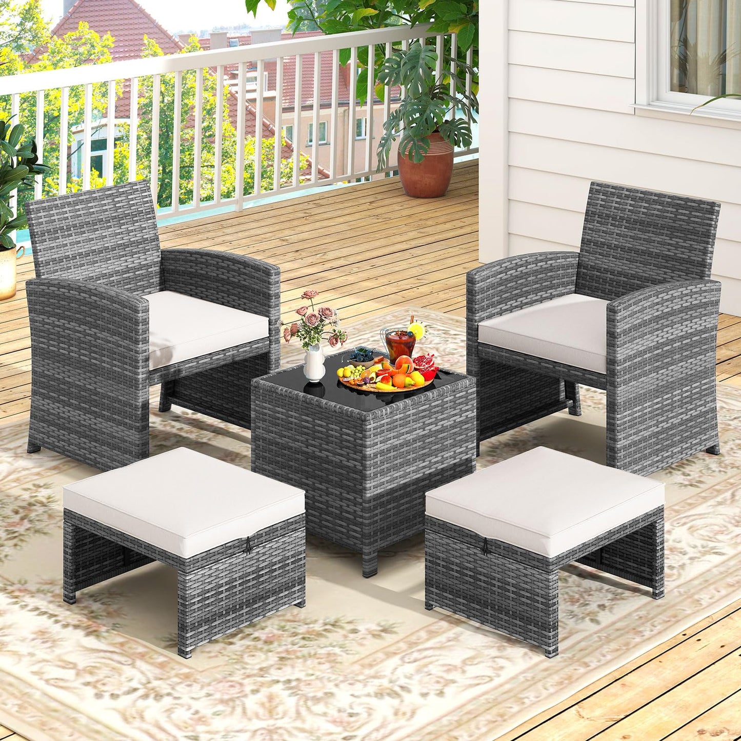 Tangkula 5 Pieces Patio Conversation Furniture Set