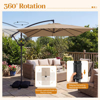 Tangkula 8x8 FT Patio Umbrella with Base Included Square Offset Cantilever 360 Degree Rotation