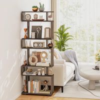 Tangkula 64" Tall 6-Tier S Shaped Bookcase with Anti-Tipping Kit