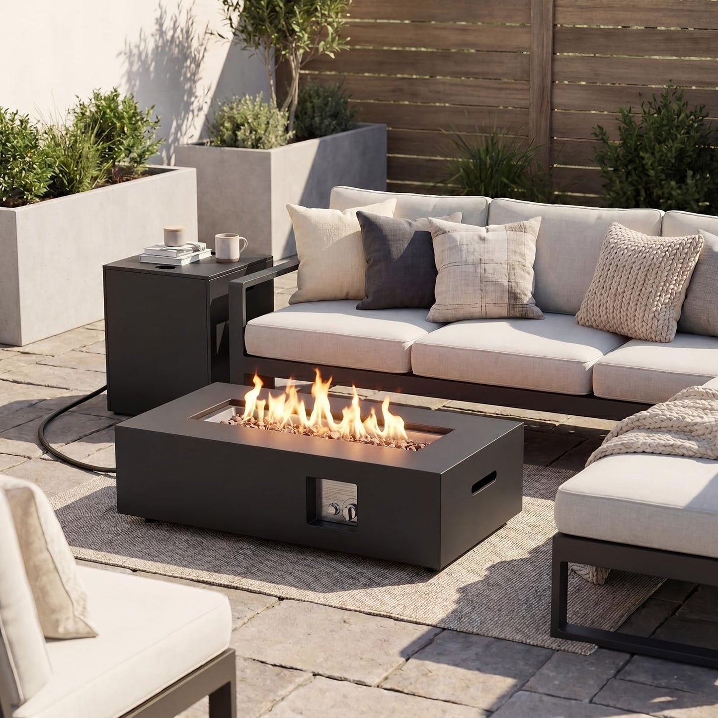 Tangkula 2 Piece Propane Fire Pit Table Set with Tank Holder