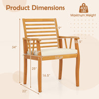 Tangkula Patio Chairs Set of 2/4 with Inclined Backrests and Slatted Seats