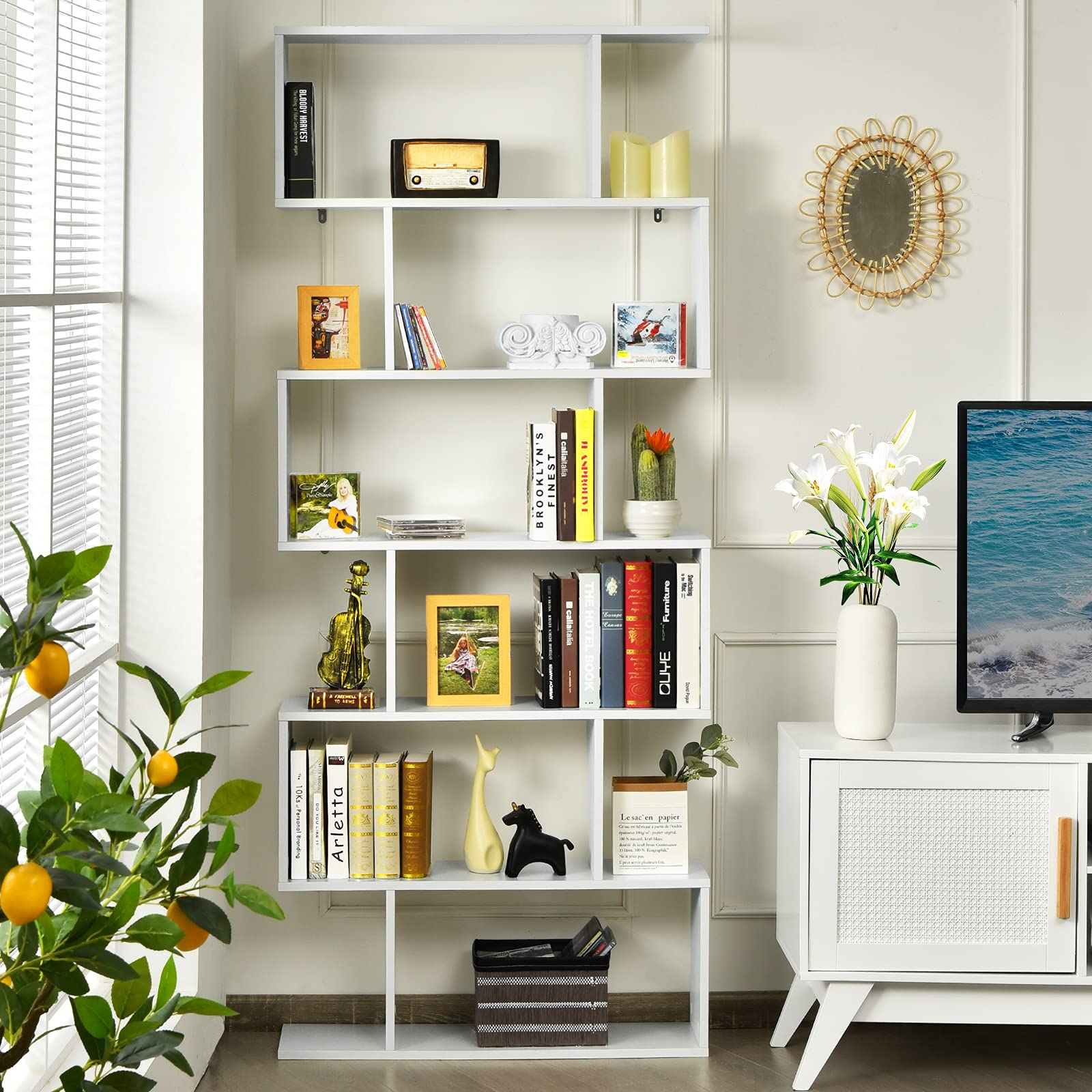 6-Tier Wooden Bookcase - Tangkula