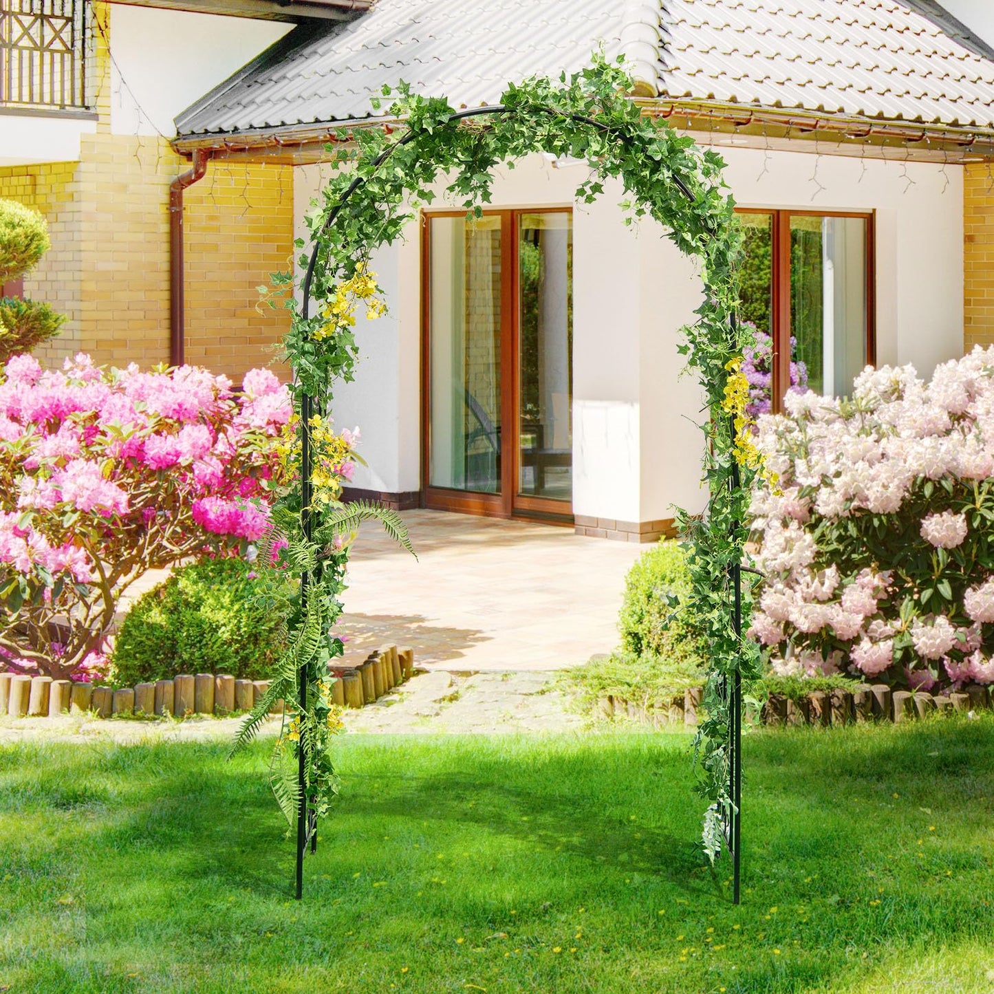Tangkula 7.2 ft Garden Arbor Metal Arch