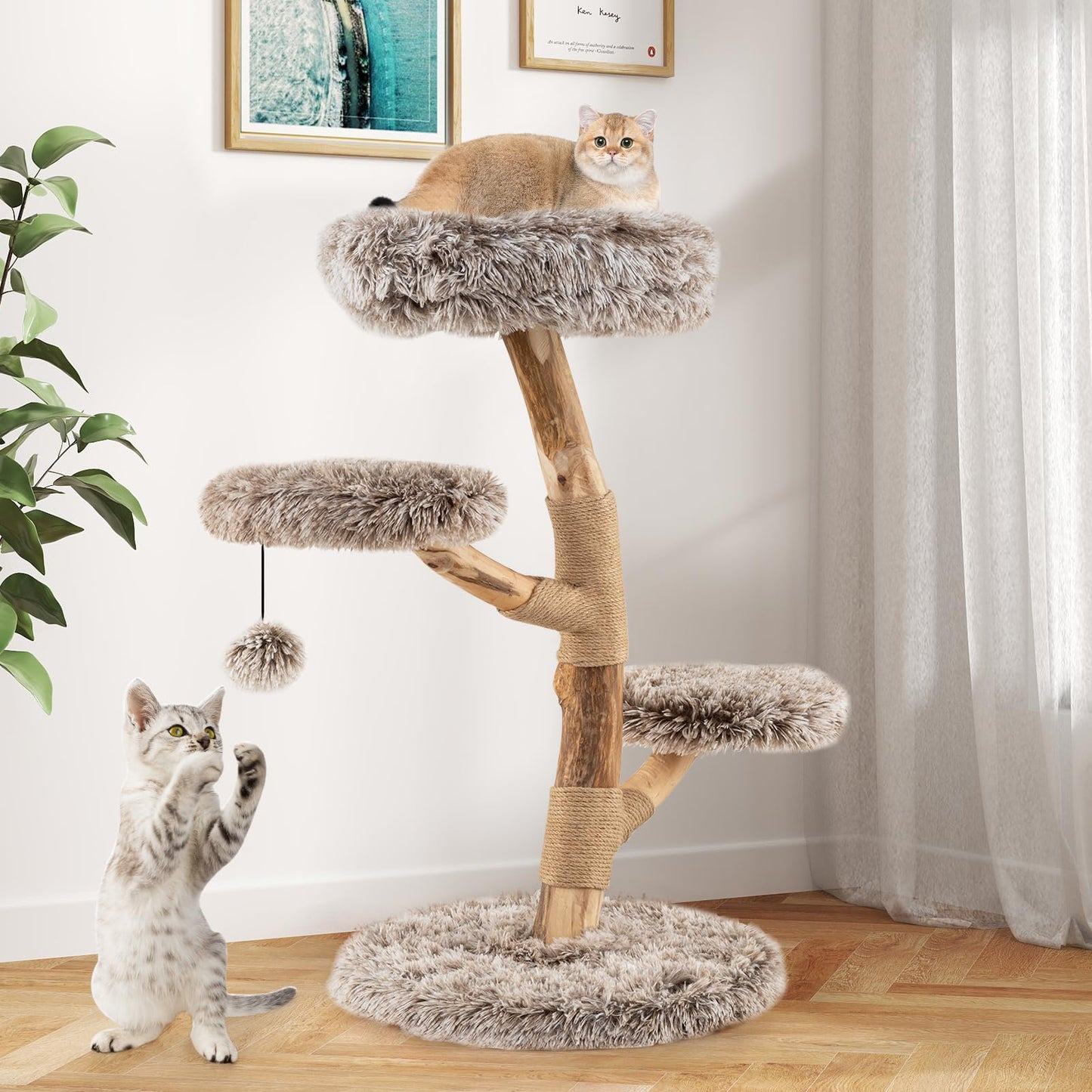 Arbre à chat Tangkula en bois massif avec poteaux à griffer