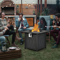 Tangkula 32 Inches Gas Fire Pit Table, 50,000 BTU Square Propane Firepit (Black)