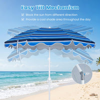 Tangkula 6.5 FT Scalloped Beach Umbrella with Cup Holders