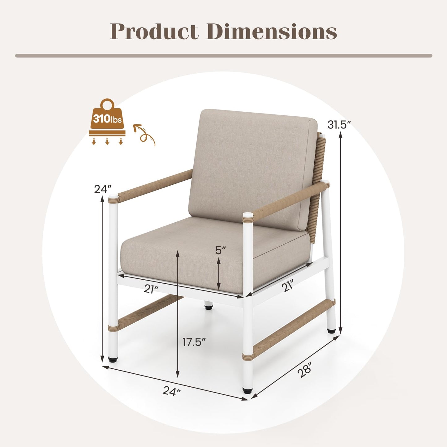 Tangkula 2 Packs Patio Aluminum Sofa for Balcony
