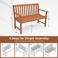Tangkula Outdoor Garden Bench 2-Person Eucalyptus Wood Bench